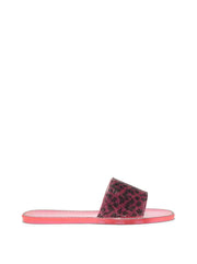 Jessica Simpson Kassime Pink Leopard Sparkle Mesh Embellished Jelly Slip-On Sandal