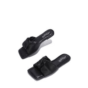 Cape Robbin JOMO Rangoon Black Flat Slip On Sandal Square Toe Fashion Mule Slide