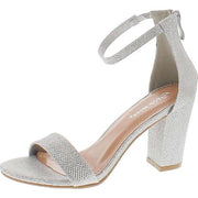 Top Moda Women Hannah-1 Platform Chunky Heel Metallic Glitter Ankle Strap Sandal