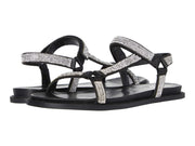 Vince Camuto Arabelem Black Crystal Ankle Strap Fashion Rhinestone Flat Sandals