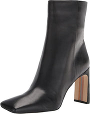 Sam Edelman Anika Black Squared Toe Block High Heel Leather Ankle Fashion Boots