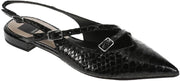 Dolce Vita Pamla Midnight Snake Embossed Strappy Pointed Toe Buckle Ballet Flats