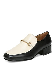 Sam Edelman Jamille Ivory Black Synthetic Sole Slip-On Leather Loafer