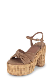 Jeffrey Campbell Tea Party tan Suede Open Toe Block Ankle Strap Platform Sandal