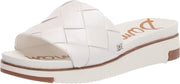 Sam Edelman Adaley Bright White Open Toe Slip On Leather Chunky Slides Sandals