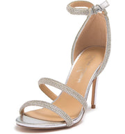 Lauren Lorraine Dria Rhinestone Open Toe Formal Ankle Strap Stiletto Prom Sandal