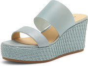 Lucky Brand Brindia Lead Strappy Slip On Platform Suede Wedge Fashion Sandals