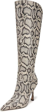 Sam Edelman Elia Roccia Python Fashion Knee Pointed Toe Stiletto Heeled Tall Boots