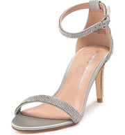 Lauren Lorraine Sondra Silver Embellished Strap Ankle Strap Stiletto Heel Sandal