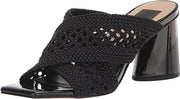 Dolce Vita Patch Black Woven Slip On Squared Open Toe Block Heeled Sandals
