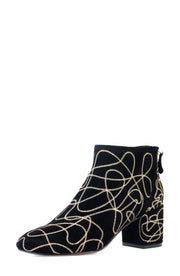 Cecelia New York Nolton Black Swirl Modern Block Mid Heel Zipper Ankle Boots