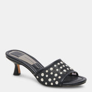 Dolce Vita Meeza Onyx Mesh Pearl Open Toe Slip On Kitten Heeled Fashion Sandals