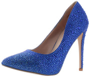 Lauren Lorraine Samantha Royal Blue Sparkle Fashion Stiletto Crystalized Pumps