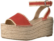 Pour La Victoire Ria Poppy Red Suede Open Toe Espadrille Platform Wedge Sandals