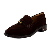 Sam Edelman Denise Cafe Noir Fashion Slip On Elegant Suede Block Low Loafers Shoes