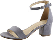 Bella Marie Women's Jean-08 Grey Suede Strappy Open Toe Block Heel Sandal (10, Grey Imsu)
