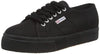 Superga Unisex Low-Top Sneakers Full Black Lace Up Platform Fashion Sneakers (9.5)