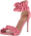 Sam Edelman Sawyer Carmine Rose Stiletto Heel Open Toe Ankle Cuff Heeled Sandals