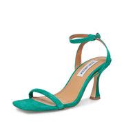 Steve Madden Kandice Green Suede Ankle Strap Squared Open Toe Heeled Sandals