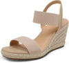 Dream Pairs SDPW222W Nude Fashion Open Toe Stretch Strap Casual Wedge Sandals