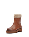 Vince Camuto Marlivi Tan Caramel Leather Fur Lined Lug Sole Bootie Ankle Boot