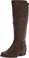 Dr. Scholl's Liberate Chestnut Brown Almond Toe Stacked Heel Knee High Boots