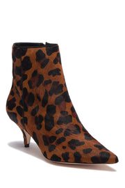 Schutz Clarice Suede Kitten Heel Bootie - Natural Black Leopard