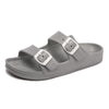 FUNKYMONKEY Women's Comfort Slides Double Buckle Adjustable EVA Flat Sandals
