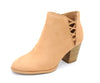 City Classified Habit Camel Vegan Nubuck Side Stacked Block Heeled Ankle Booties