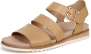 Dr. Scholl's Island Glow Warm Tan Ankle Strap Rounded Open Toe Flats Sandals