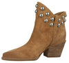 Sam Edelman Wildie Camel Suede Studs Slip On Pointed Toe Block Heel Ankle Boots