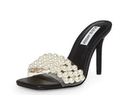 Steve Madden Sift Black Pearl Bead Fashion Embellished Vamp Heeled Sandals