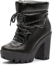 Jessica Simpson Mirie Black Platform Puffer Fur Lined Lace-Up Platform Bootie