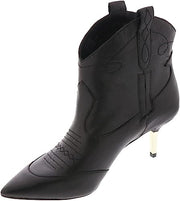 Jessica Simpson Nelda Black Stitched Pull On Almond Toe Kitten Heel Ankle Boots