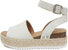 Soda Topic Off-White Espadrille Ankle Strap Studded Platform Wedge Sandals
