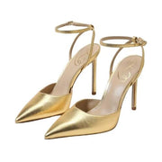 Sam Edelman Avril Goldmine Pointed Toe Stiletto Heel Ankle Strap Fashion Pumps