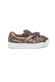 J/Slides Audra Taupe Metallic Leather Slip On Platform Leather Fashion Sneakers