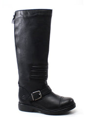 Bronx FA LENA  There U Go Tall Black Full Gran Leather Slouch Moto Riding Knee HIgh Boots