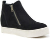 Soda Taylor Black Hidden Fashion Wedge Sneaker Shoes Side Zipper