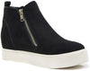 Soda Taylor Black Hidden Fashion Wedge Sneaker Shoes Side Zipper (6.5)
