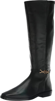 Sam Edelman Clive Black Leather Athletic Calf Square Toe Knee High Fashion Boots