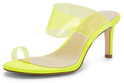 Jessica Simpson Women's Lissah 2 Slip-on Toe loop Slide Heel Sandal NEON YELLOW