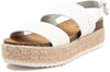 Soda Kazoo White Casual Espadrilles Rubber Sole Open Rounded Toe Platform Sandal