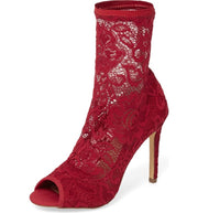 Charles David Imaginary Scarlet Cushioned Fitted Pull On Sock Booties Pumps