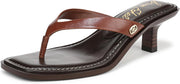 Sam Edelman Dollie Burnt Brandy Thong Squared Toe Slip On Kitten Heeled Sandals