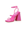 Steve Madden Britani Fuchsia Ankle Strap Squared Open Toe Block Heeled Sandals