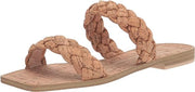 Dolce Vita Indy Natural Cork Slip On Open Square Toe Woven Straps Flat Sandals