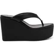 Jessica Simpson Stilla Heel Platform Wedge Open Toe Slip On Thong Sandals Black