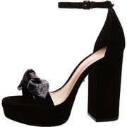 Schutz Chanah Womens Sandals Black Suede Platform Big Bow Dress Pumps Sandal