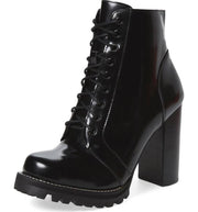 JEFFREY CAMPBELL Legion Black Box Leather Lace Up High Heel Lug Sole Ankle Boot